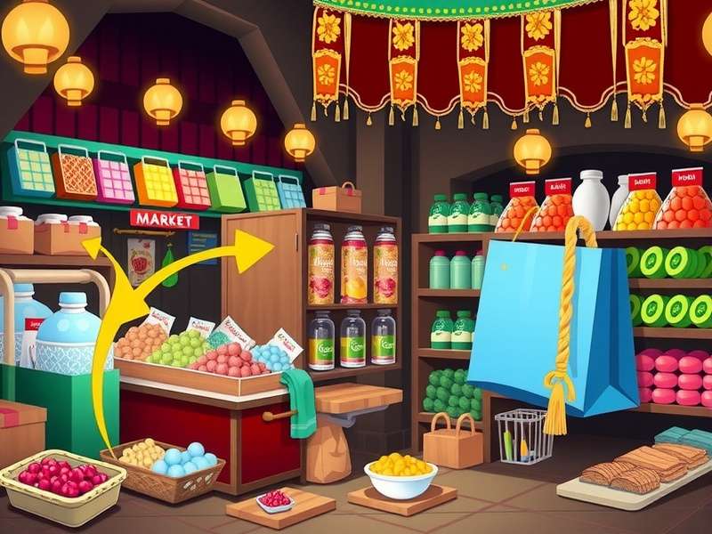 Shopping Frenzy game screenshot featuring Indian market